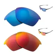 Walleva Fire Red + Ice Blue Polarized Replacement Lenses For Oakley Unstoppable