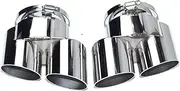 Compatible For BMW X5 X6 Bilateral Quad Tip G05 G06 Exhaust Tip One To Two Stainless Steel Black Muffler Tip Nozzle(Silver)