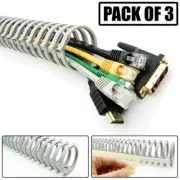 3x Flexible Adhesive Spiral Cable Cord Wire Holder Duct Organizer 500x35x33mm