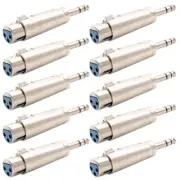 10 Pcs 3-Pin XLR Female to 1/4" 6.35mm Stereo Male Mic Audio Adapter Converter