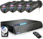 WEILAILIFE Wired Security Camera System NVR Flashing LEDs Four Cams 8 Channels