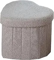 Heart Storage Ottoman, Foldable Organizer Seat, Multi-Functional Shaped Stool, Compact & Stylish for Living Room, Bedroom, or Entryway