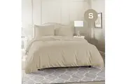 Single Size Linen Color 1000TC 100% Cotton Quilt Doona Duvet Cover Pillowcase Set