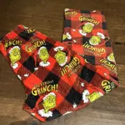 Dr Seuss The Grinch Mens Pajama Pants Sz M NWT Plaid Plush 100% Grinch