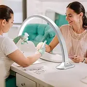 48W Half Moon Lamp, 29 Inch LED Lash Light with Sensor Switch, 6000K Color Temperature Adjustable Brightness/Anti-Slip Base，Portable Beauty Fill Light, for Eyelash Extensions，Beauty Salon，Manicure