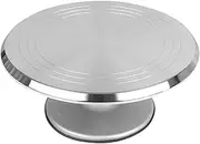 CIYODO Non-Slip Rotating Cake Stand Aluminum Alloy Revolving Decorating Platform for Bakers Smooth Rotation for Easy Cake Decoration Silver Base with Engraved Scales