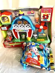 CoComelon Bundle; Deluxe Petting Farm Playset and Fun Day At School Singing Book