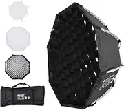 K3 55 cm/21.7 inch Octagon Photography Softbox Quick Installation with Detachable Bowens Mount Diffuser Honeycomb Grid Carrying Bag for Studio Light Video Light Portrait Product Photography
