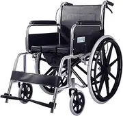 Wheelchair Carbon Steel Folding Wheelchair Multifunctional Manual Wheelchair W/Waterproof Leather Cushion & Bedpan Transport Chair Mobility Aid for Elderly Disabled Driving Trolley