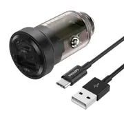 Philips 24W Ultra Fast Car Mount Charger w/ USB-A to USB-C Cable Cord Black