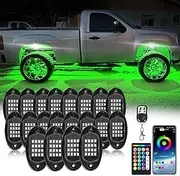 20Pods RGB LED Rock Lights Kit with APP/RF Remote Control, Car Underglow Lights with Dual Zone Brake Multicolor Neon Underbody Light Waterproof 12V for Trucks Pickup Jeep