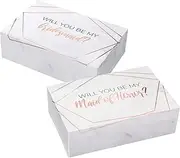 Bridesmaid Proposal Box Set I 6 Pack I 1 Maid of Honor Proposal Box and 5 Will You be My Bridesmaid Boxes I Marble with Rose Gold Foil Bridesmaid Box for Bridesmaid Gifts