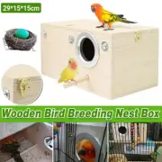 Birds Nest Breeding Box Parakeet Budgie Cockatiel Cage Nesting Window Wooden