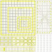 BSGOGO 7 Piece Acrylic Quilting Ruler,Fabric Cutting Ruler, for Quilting, Sewing & Crafts Template, Double-Colored Grid Lines，with Non Slip Rings 50 Pieces