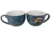 Peanuts Snoopy & Schroeder USA Soup Bowl Cup Mug 29oz American Flag Set Of 2 NEW
