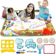 Qizebaby Dinosaur Magic Water Doodle Mat,Kids Large Aqua Doodle Mats，Mess Free Water Drawing Mat with Bring Magic Pens,Toys for 3 4 5 6 7 8 Years Old Kids Toddler Girls Boys Birthday Xmas Gifts