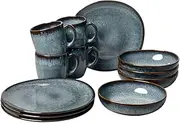 Villeroy & Boch Tableware Lave Gris 12-piece Dinnerware Set, Stoneware, Grey