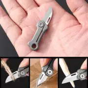 Mini Folding Blade Knife Titanium Alloy Outdoor Hiking Camping Keychain EDC Tool