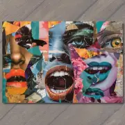 FLATCARD Woman Beautiful Collage Mosaic Strange Weird Tableaus Layered Fanciful