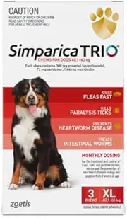Simparica Trio for Extra Large Dogs 40.1 to 60 Kg Red 3 Chews