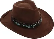 [LIFKOME] Men's Women's Western Cowboy Hat Wide Brim Sun Hat for Outdoor Activities Travel Stylish Sun Coffee