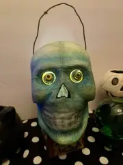 Paper Mache Skull Lantern Vintage Ghost Style