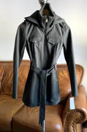 BCBG GENERATION HOODED DARK OLIVE ARMY PARKA JACKET COAT NWT