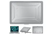 WASSUP MacBook Air 15 inch Case 2023-2024 Release Honeycomb Heavy Duty Protective Cover with Fold Kickstand-Grey
