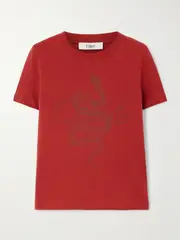 [Chloé] Chloé - Printed Cotton-jersey T-shirt - Red - x small x small Red