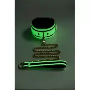Master Series Kink in the Dark Glowing Collar & Lead Fluro Green