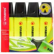 Stabilo Boss Highlighters Yellow 4 Pack