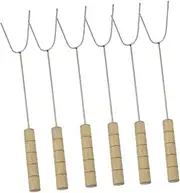 Stainless Steel Barbecue Forks 6pcs BBQ Skewers Ergonomic Handle for Charcoal Grill