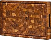 End Grain Butcher Block Chopping Board [3.8 cm Thick]. Made of Teak Wood and Conditioned with Beeswax, Flaxseed Oil & Lemon Oil. 41 x 28 cm Chopping Board by Ziruma