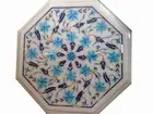 2'x2' Marble Console Center Table Top Turquoise Marquetry Inlay Hallway Decor