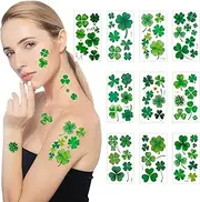 St. Patrick's Day Shamrock Temporary Tattoos & Face Stickers, Waterproof Saint Patrick's Day Clover Tattoos Art Make up Deco Irish Party Favors，face tattoos，Temporary tattoo stickers