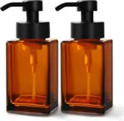 2Pcs Refillable Foam Soap Dispenser with Foaming Pump ，12oz/350ml Glass Foami...