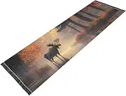 ZRYSMY Moose Forest Lake Autumn Washable Runner Rug 2’ x 6’ Non-Slip Floor Carpet Runner Rug for Hallways Kitchen Laundry Room Bedroom Floor Carpet Runner- Soft Thin Mat for Family Pet