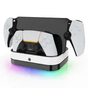 For PS5 Protal Grip 3-in-1 Dual Charger Console Charging Dock with RGB Lights