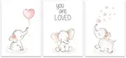 Nursery Elephant Balloon Wall Art Poster And Print Nordic Animal Quotes Kids Picture Pink Baby Children Girl Bedroom Decor 40x60cmX3PCS Frameless
