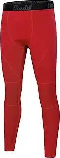 [Runhit] Boys Compression Leggings Youth Athletic Tights Basketball Compression Pants Boys Base Layer Pants Sports Legging Red XL