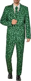 Uisozsfeb Men's St. Patrick's Day Adult Costume Green Party Suit with tie (MY20262, 2XL)