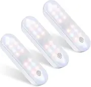MERTTURM Wireless Motion Sensor Light, 3 Motion Modes x 3 Colors x Brightness Dimmable Magnetic Cabinet Light, 1600mAh Rechargeable&Touch Control Night Light to Wardrobe, Closet, Hallway, Stair[3PACK]