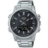 在飛比找PChome24h購物優惠-【CASIO 卡西歐】時尚尖端雙顯運動不鏽鋼腕錶/銀x黑面(