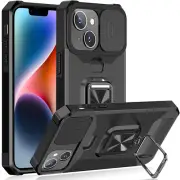 Heavy Duty Shockproof Case for iPhone 14 13 Pro with Card Slot Ring Armor Holder