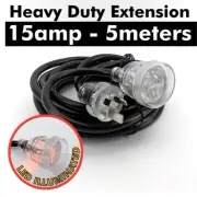 15 amp Extension Lead 5m - with LED light