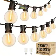 OHLUX Outdoor String Lights, 180FT G40 Globe LED Patio Lights with 82 Dimmabl...