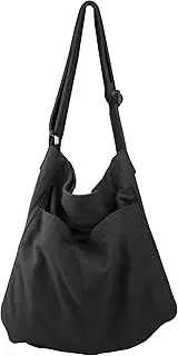 [NATINSA] Canvas Hobo Crossbody Shoulder Tote Bag for Women and Men W/Multi-pocket Casual Purse Messenger Bags Travel Work