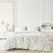Gray Polka Dots Duvet Cover Queen 100% Cotton Black White Circle Patterned