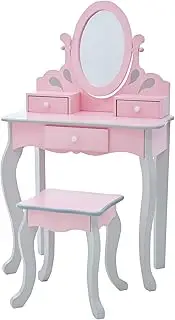 Fantasy Fields Rapunzel Kids Vanity Table & Stool, Pink & Gray
