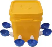 Automatic Chicken Waterer Cup with Barrel,Handheld Barrel Poultry Drinking Equipemnt for Goose Duck,Rainproof Poultry Feeder (Bucket + Big Blue Bowl + Black Screws)